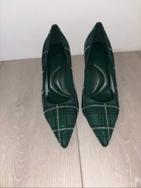 Cosy Island Pointed Toe Green Plaid Women's Pumps NWOT size 7.5
